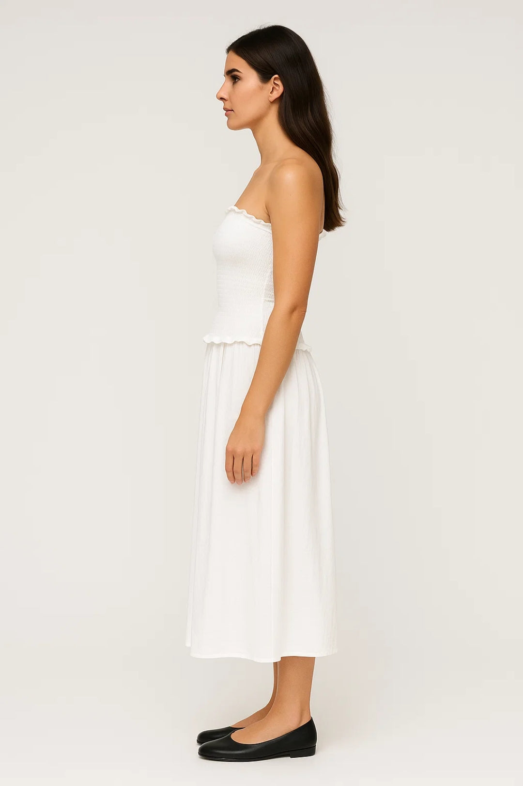 Zomerse Bandeaujurk | Strapless met Gelaagde Rok | Lichtgewicht en Ademend