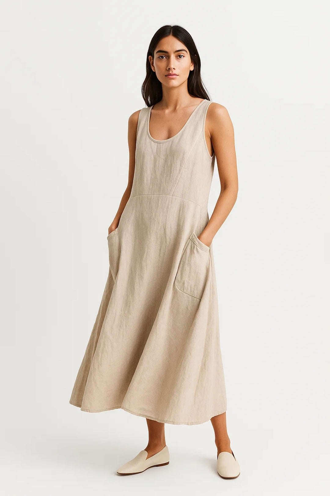 Zomerse Jurk Dames | Mouwloos en A-Lijn Model met Zakken | Luchtig en Casual