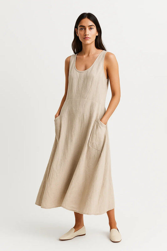 Zomerse Jurk Dames | Mouwloos en A-Lijn Model met Zakken | Luchtig en Casual