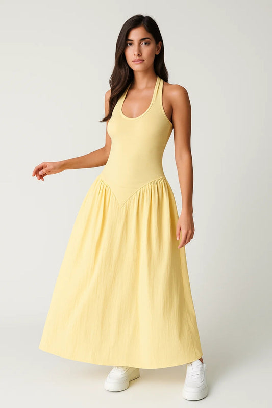 Zomerse Jurk met Racerback | Mouwloos Maxi Model | Lichtgewicht en Ademend