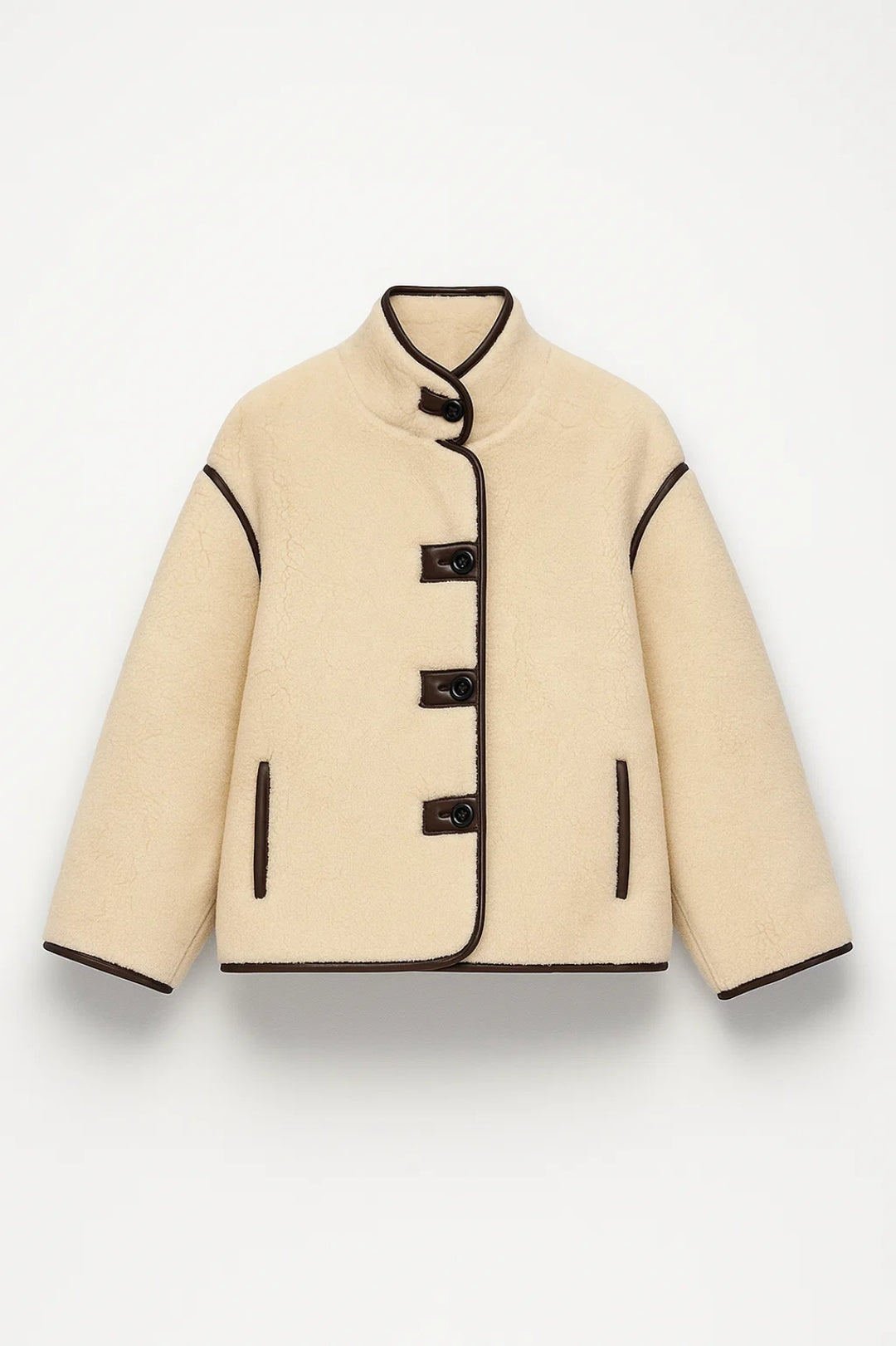 Warme Damesjas | Kort Model met Contrastbiezen | Elegant en Comfortabel