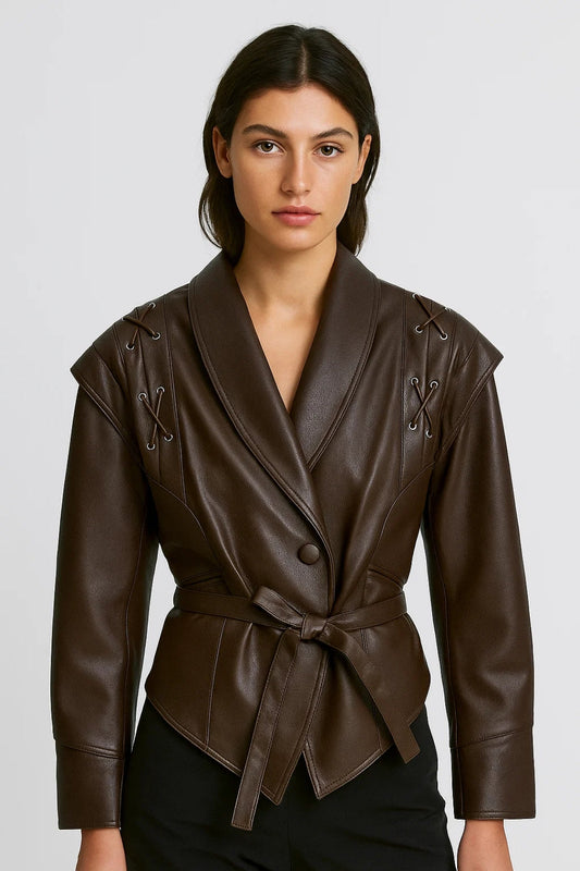 Wrap Damesjack | Getailleerd Model met Vetersluiting | Statement en Elegant