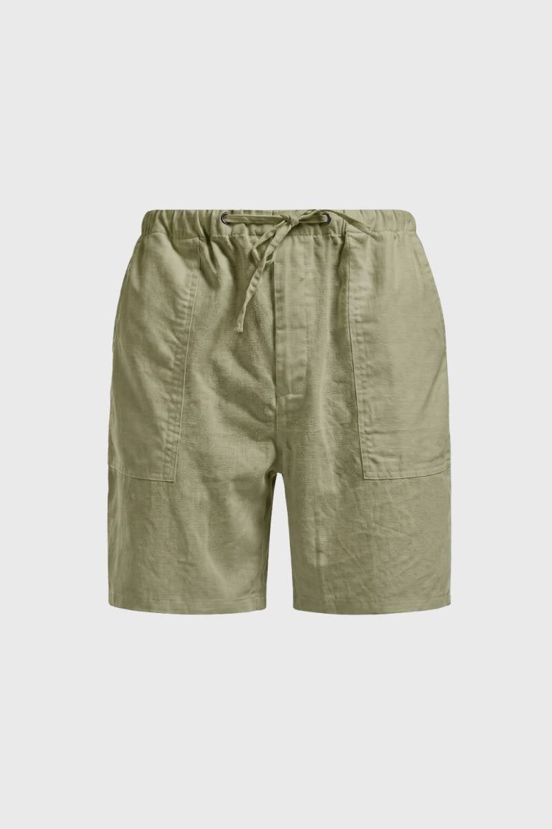 Korte Broek Heren - Elastische Taille met Zakken | Trekkoord — Olijfgroen