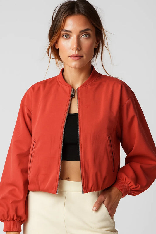 Cropped Bomberjack | Minimalistisch Design | Zwart of Terracotta