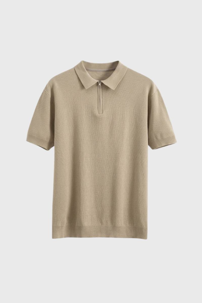 Polo Heren - Gebreide Stijl met Rits | Comfortabel — Beige