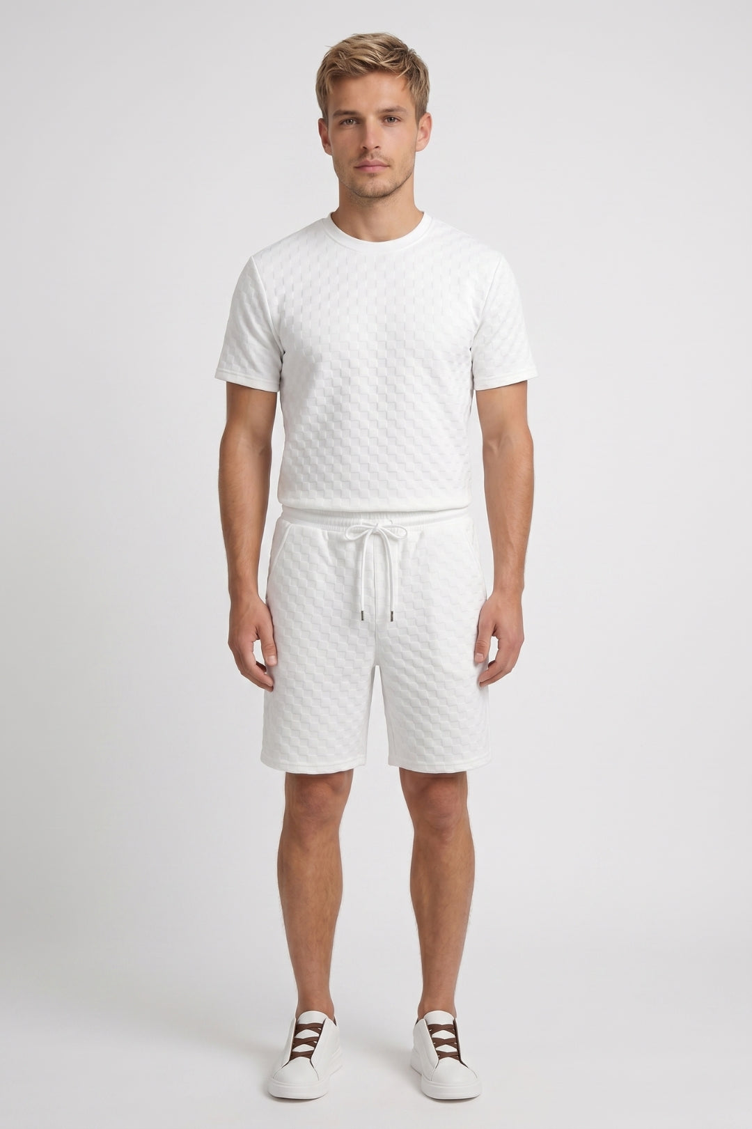 2-Delige Set Heren - Gestructureerd T-shirt met Korte Broek | Trekkoord