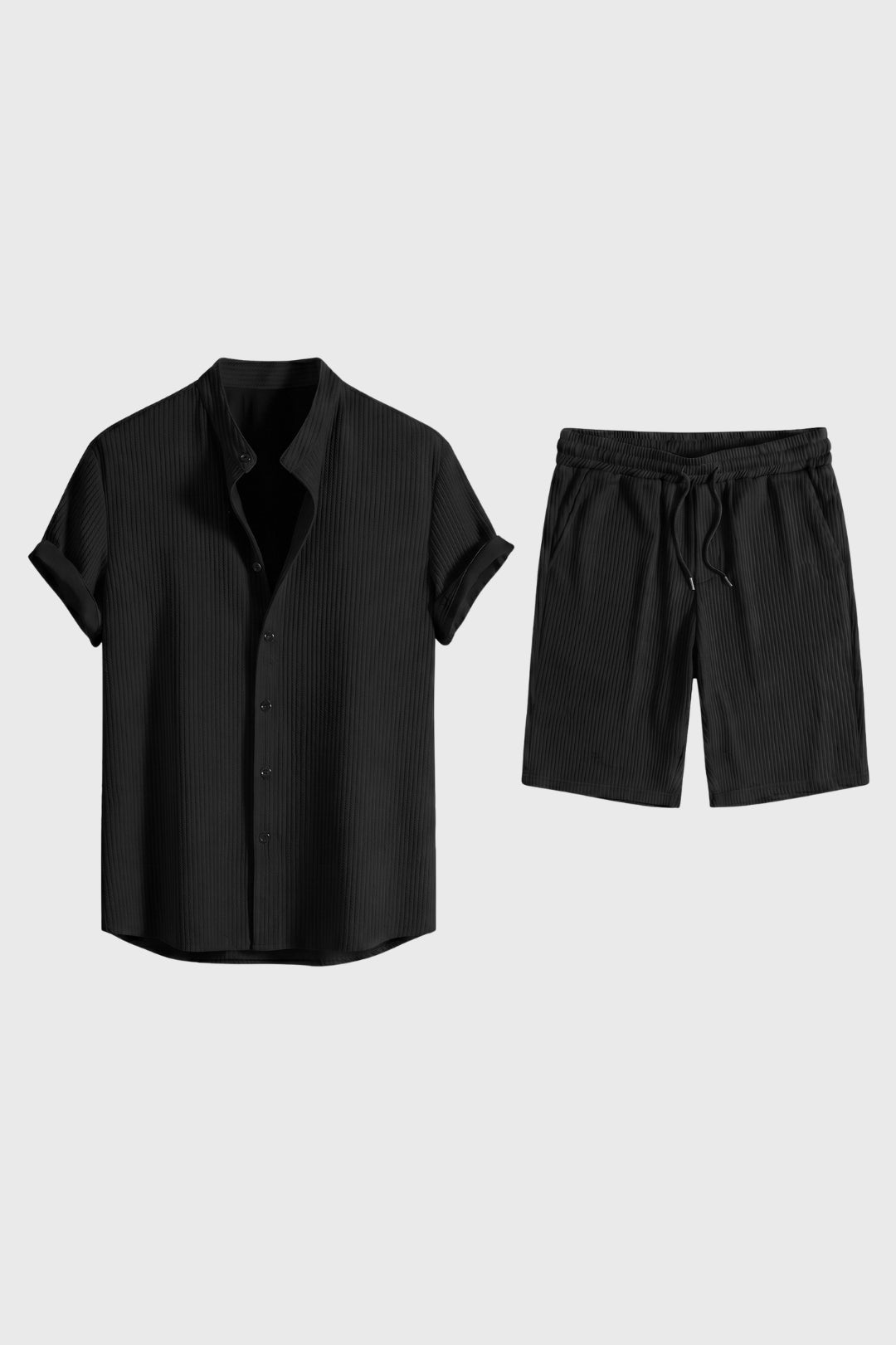 2-Delige Set Heren - Gestreept Overhemd met Korte Broek | Stijlvol