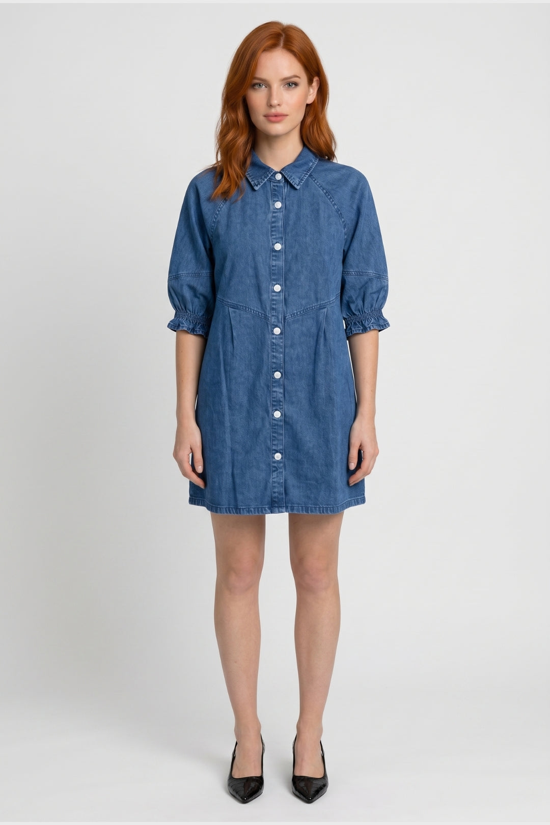 Mini Jurk Dames - Vintage Spijker | Knoopsluiting