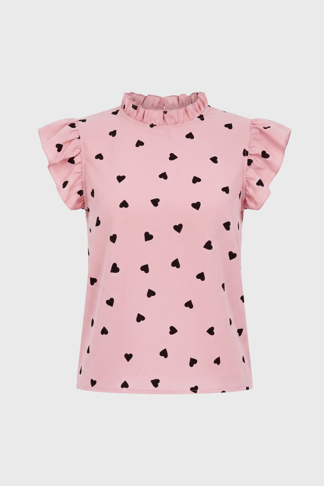 Top Dames - Hartenprint met Ruffle Mouwen | Speelse Stijl
