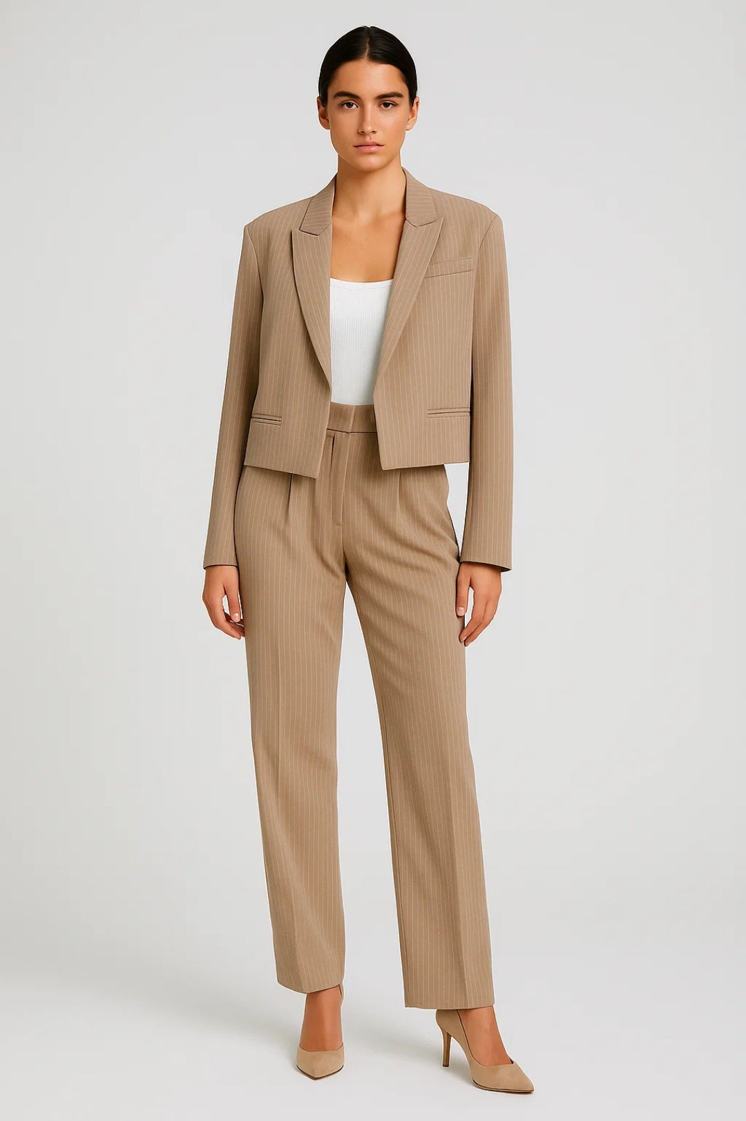 Korte Blazer | Damesjasje met Fijne Strepen | Modern en Professioneel