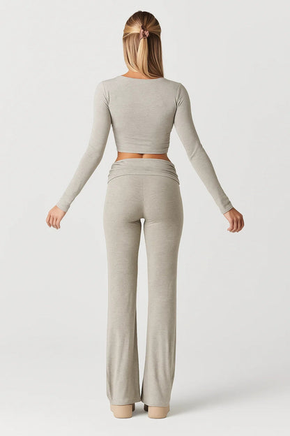 2-Delige Dames Loungewear Set | Flared Broek en Crop Top | Comfortabel en Modern