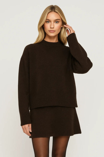 2-Delige Dames Set | Gebreide Trui met Rok | Warm en Minimalistisch