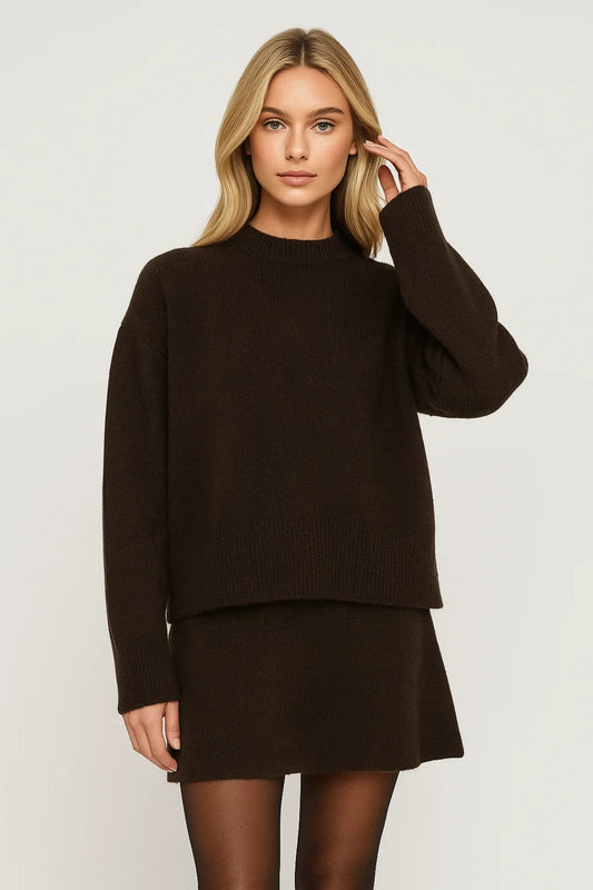 2-Delige Dames Set | Gebreide Trui met Rok | Warm en Minimalistisch