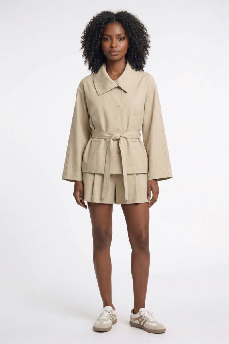 2-Delige Set Dames - Blazer met Shorts | Klassiek — Beige