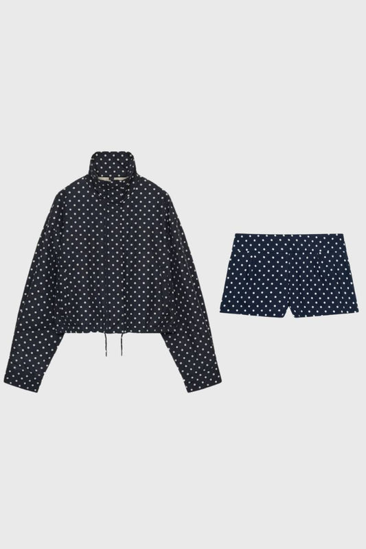2-Delige Set Dames - Polkadot Print met Hoge Kraag | Comfortabel — Polkadot Navy