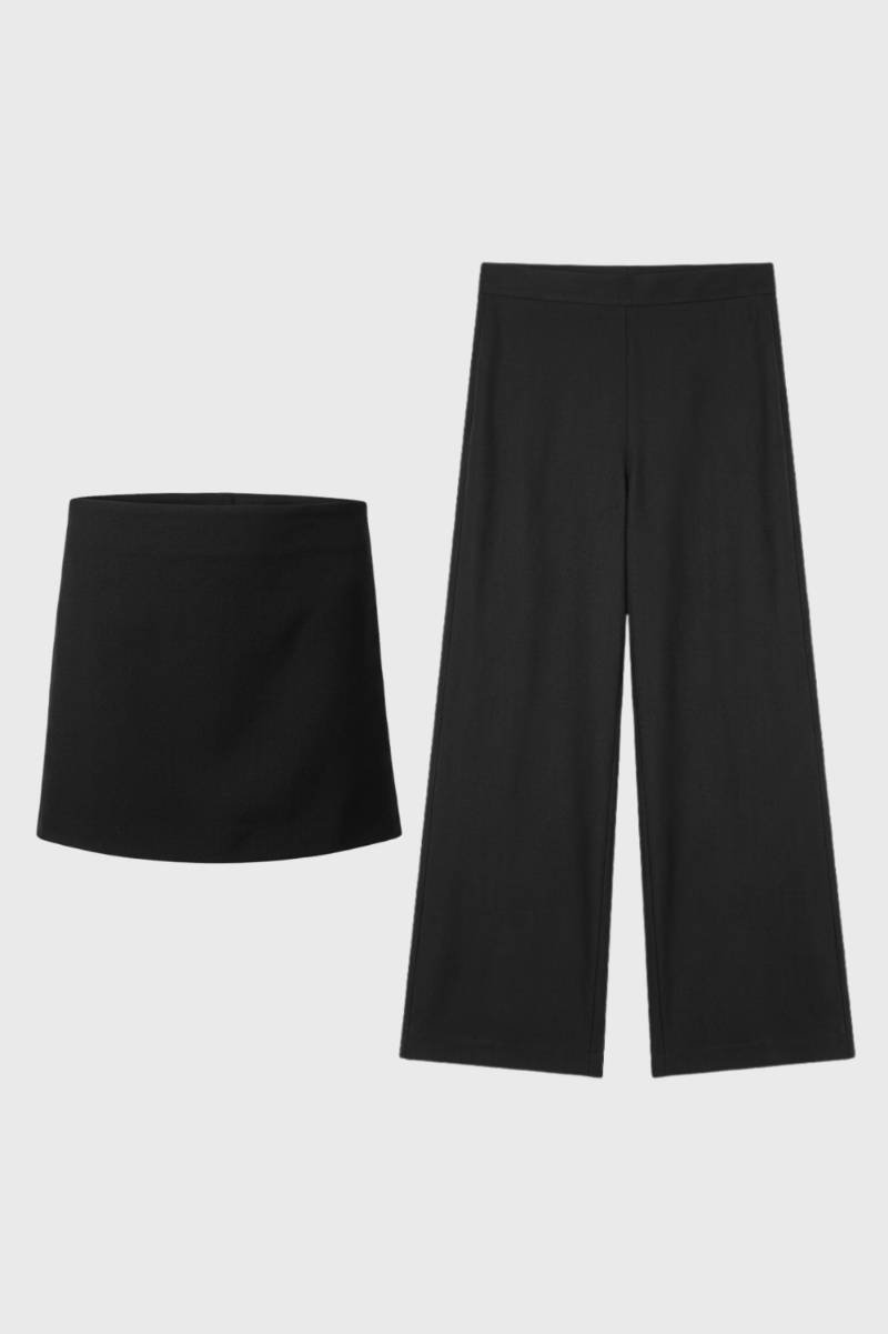 2-Delige Set Dames - Strapless Top met Wijde Broek | Elegant  — Zwart