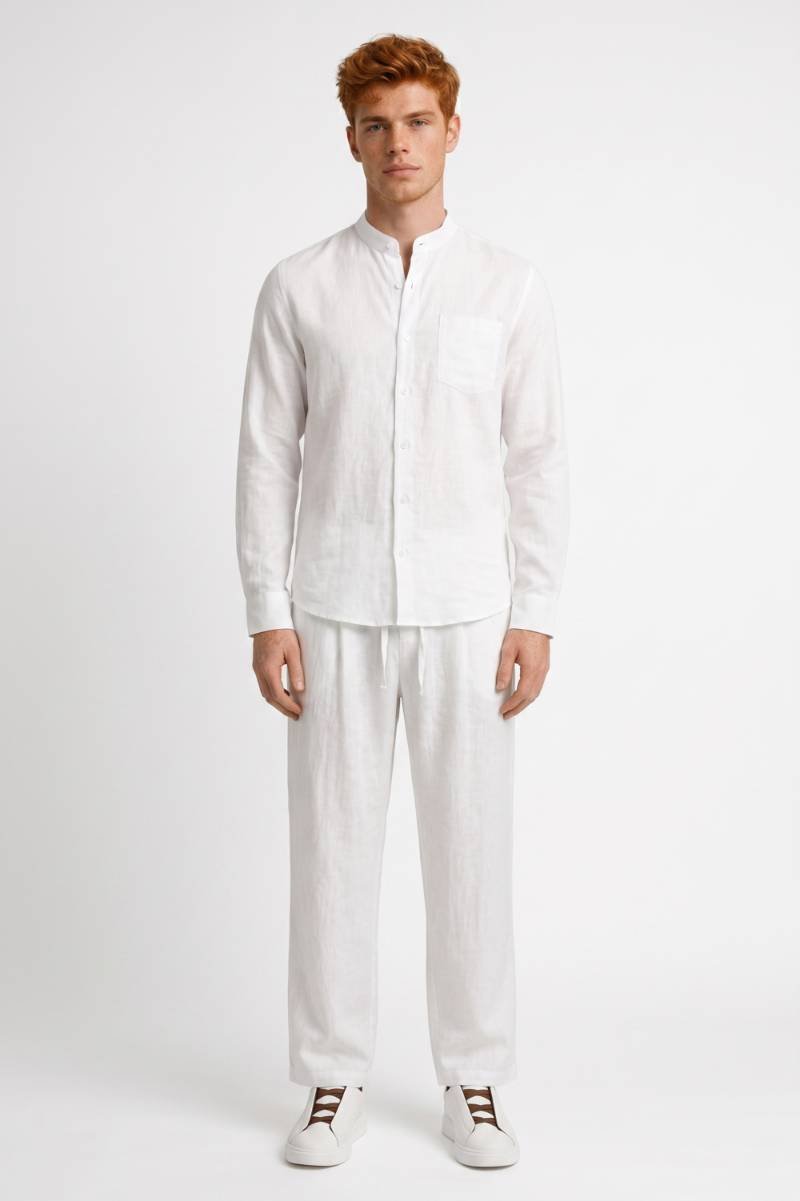 2-Delige Set Heren - Overhemd met Trekkoord Broek | Casual — Wit