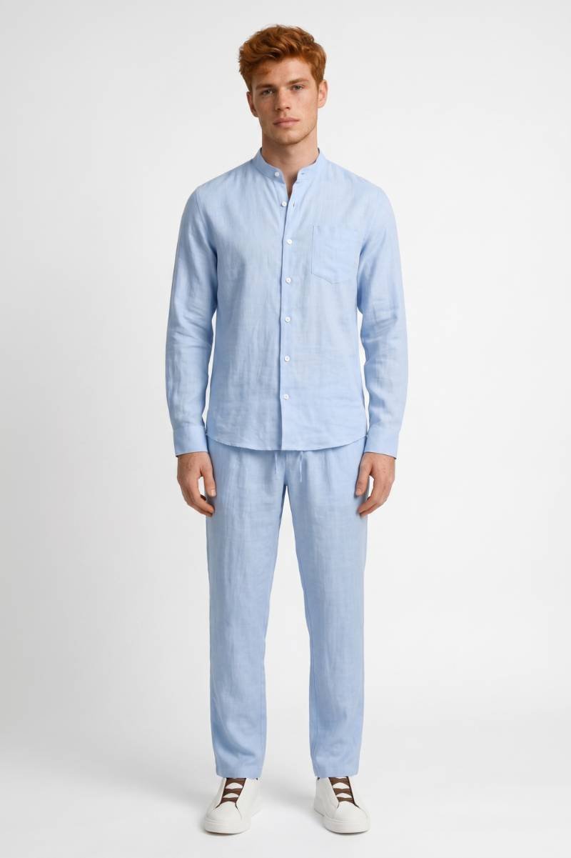2-Delige Set Heren - Overhemd met Trekkoord Broek | Casual — Lichtblauw