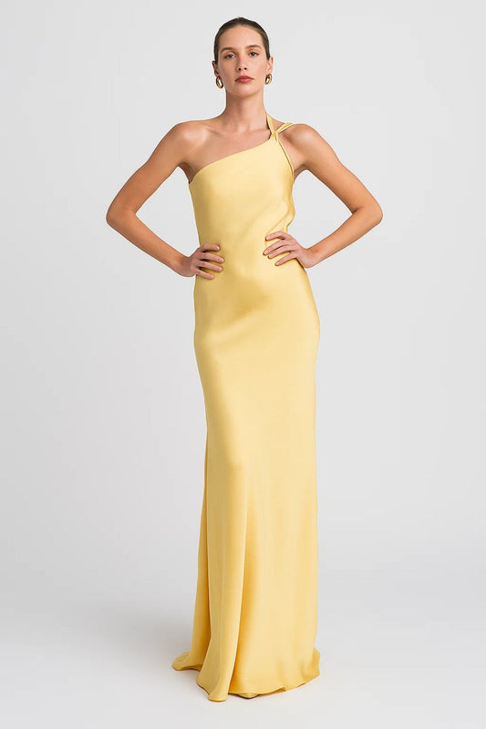 Asymmetrische Maxi Jurk | Vloeiend Satijnlook | Elegant voor Feestelijke Gelegenheden