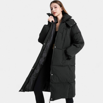 Anouk - Puffer winterjas dames lang oversized en warm met capuchon