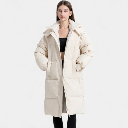 Anouk - Puffer winterjas dames lang oversized en warm met capuchon