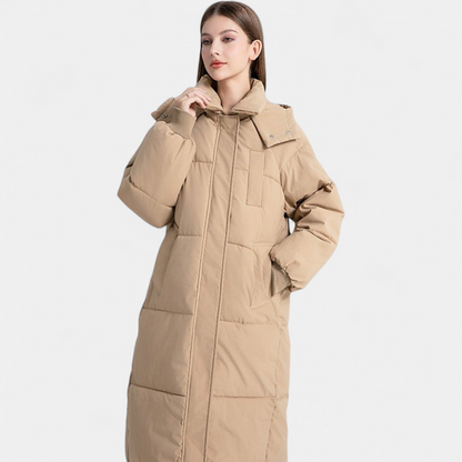 Anouk - Puffer winterjas dames lang oversized en warm met capuchon