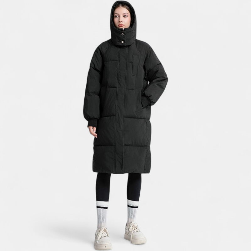 Anouk - Puffer winterjas dames lang oversized en warm met capuchon