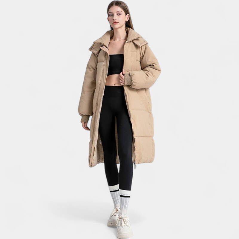 Anouk - Puffer winterjas dames lang oversized en warm met capuchon