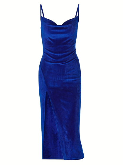 Anouk - Avondjurk dames elegant en aansluitend met hoge split en dunne bandjes