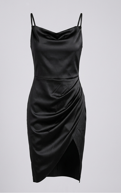 Anouk - Avondjurk dames elegant en aansluitend met hoge split en dunne bandjes