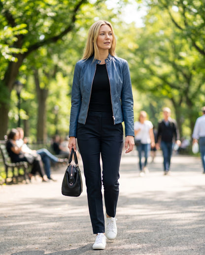 Anouk - Dames Bikerjas Leren Stijl voor de Herfst met Ritssluiting