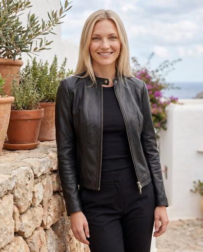 Anouk - Dames Bikerjas Leren Stijl voor de Herfst met Ritssluiting