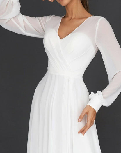 Anouk - Elegante Bruiloft Gastenjurk Dames Maxi met V-hals en Lange Mouwen