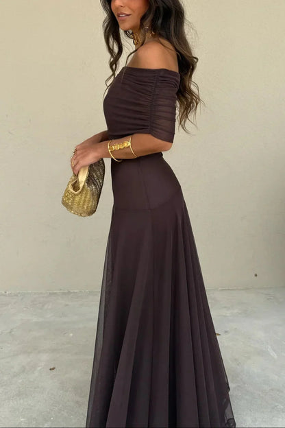 Anouk - Elegante Bruiloft Gastenjurk Dames met One-Shoulder en Geplooide Taille