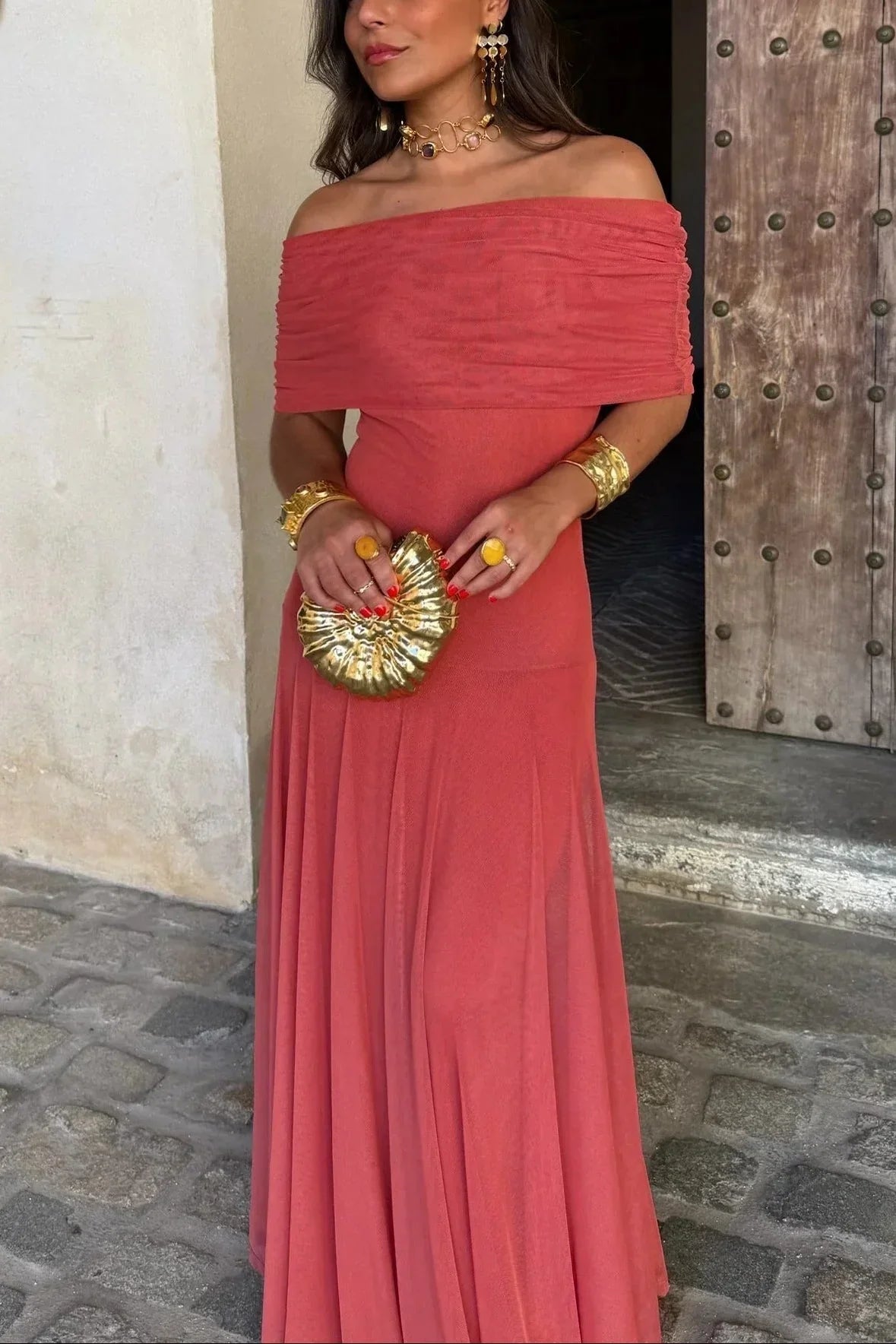 Anouk - Elegante Bruiloft Gastenjurk Dames met One-Shoulder en Geplooide Taille