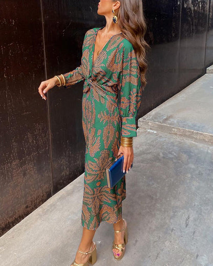 Anouk - Feestelijke Bruiloft Gastenjurk Dames met Diepe V-hals en Twisted Taille