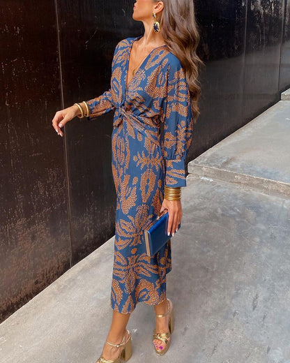 Anouk - Feestelijke Bruiloft Gastenjurk Dames met Diepe V-hals en Twisted Taille