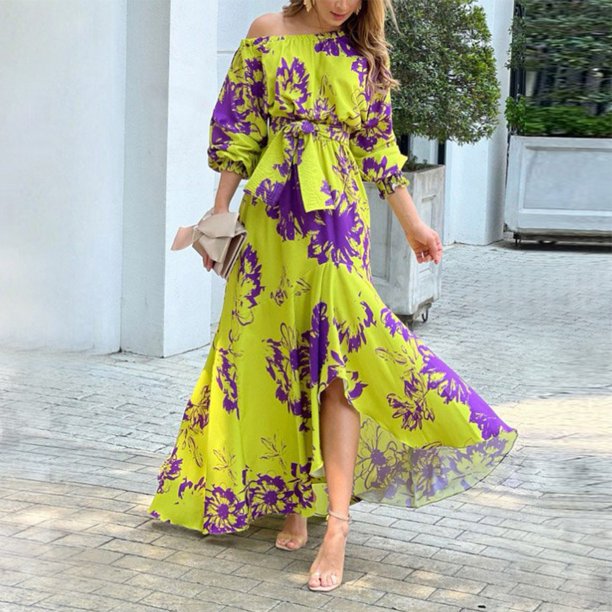 Anouk - Feestelijke Bruiloft Gastenjurk Dames met Off-Shoulder en Strikceintuur