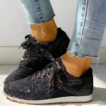Anouk - Feestelijke Comfort Sneakers Dames met Glitterdetail en Veters