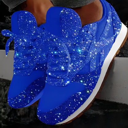 Anouk - Feestelijke Comfort Sneakers Dames met Glitterdetail en Veters