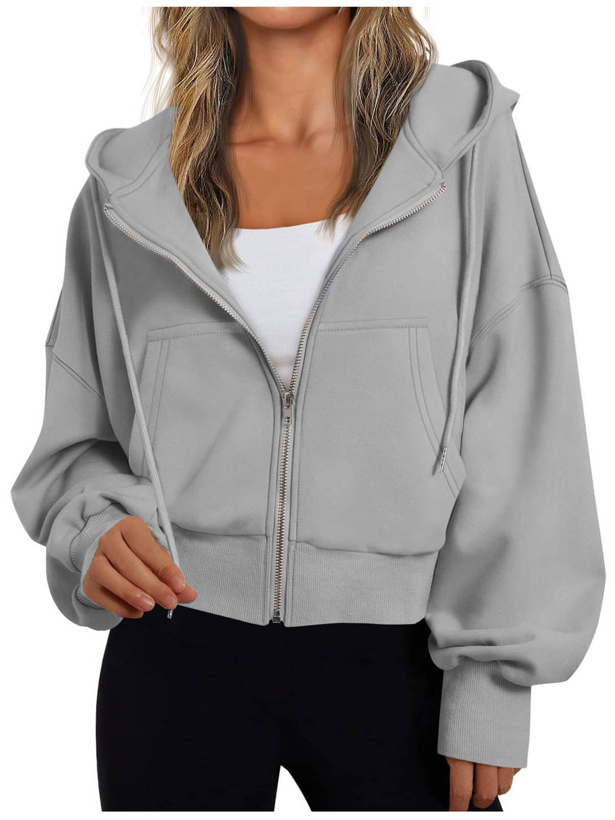 Anouk - Hoodie dames met rits en oversized pasvorm en kort model