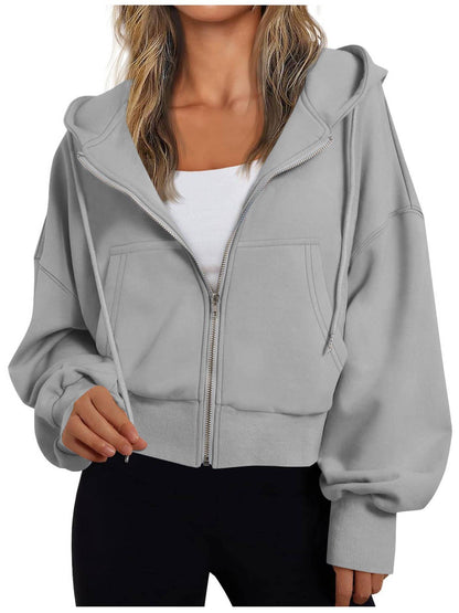 Anouk - Hoodie dames met rits en oversized pasvorm en kort model