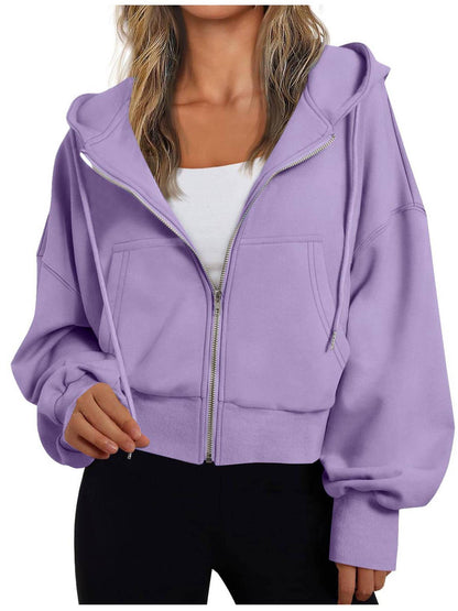 Anouk - Hoodie dames met rits en oversized pasvorm en kort model