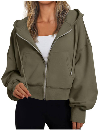 Anouk - Hoodie dames met rits en oversized pasvorm en kort model