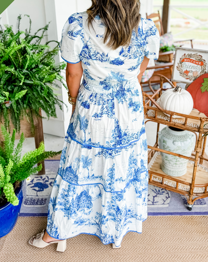 Anouk - Romantische Bruiloft Gastenjurk Dames met Paisleyprint en Gelaagde Rok