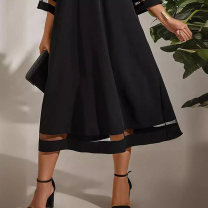 Anouk - Stijlvolle Grote Maten Bruiloft Gastenjurk Dames met Driekwart Mouwen en Meshdetails
