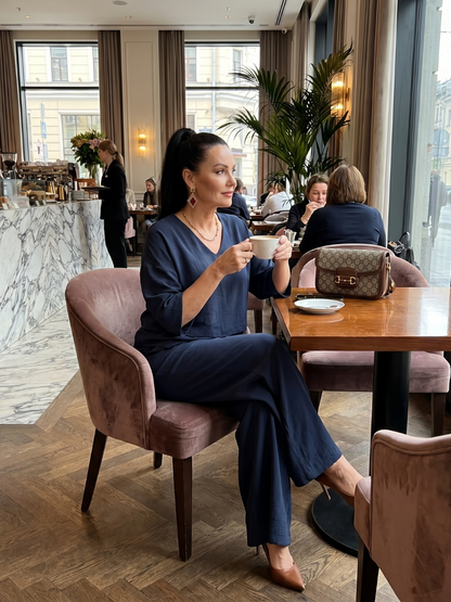 Anouk - Stijlvolle Linnen Co-ord Set Dames met Gelaagde Top en Palazzo Broek