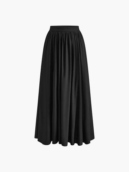 Anouk - Stijlvolle Linnen Maxi Rok Dames met Elastische Taille en Zijzakken