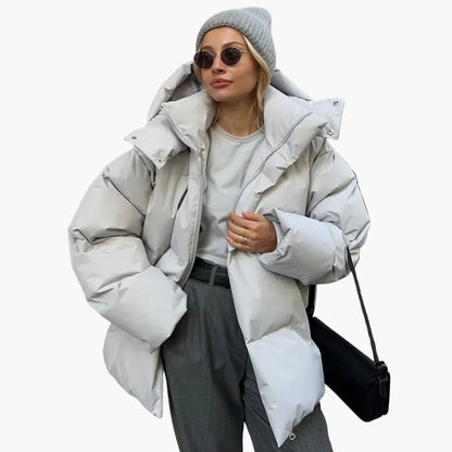 Anouk - Winterjas dames oversized kort en warm gewatteerd met capuchon