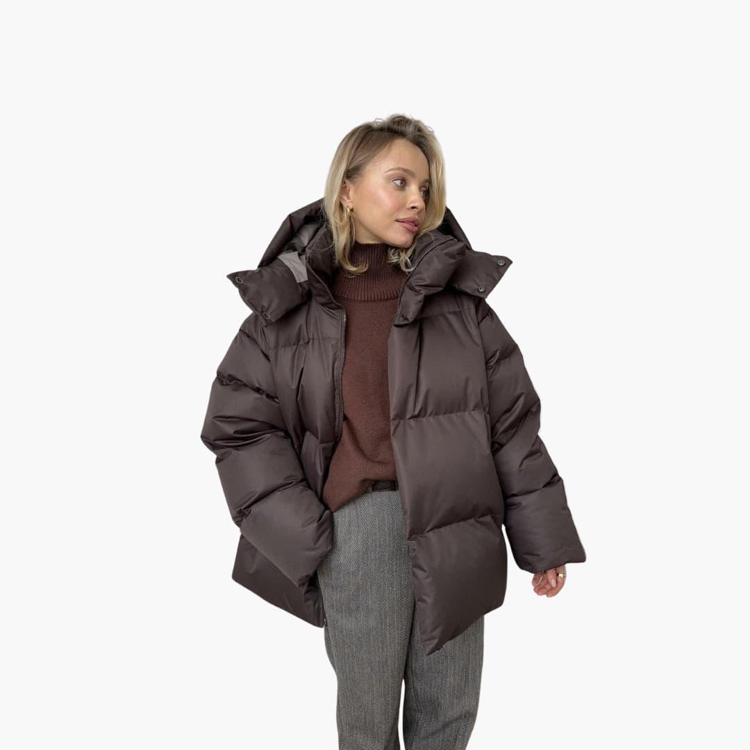 Anouk - Winterjas dames oversized kort en warm gewatteerd met capuchon